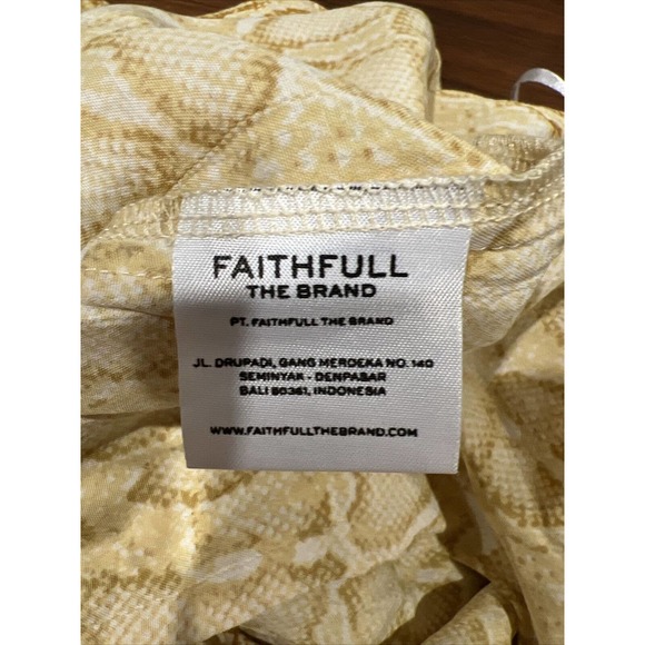 Faithful The Brand Pants Women Size 10 Wide Leg Pockets Snake Skin Yellow - Picture 9 of 15